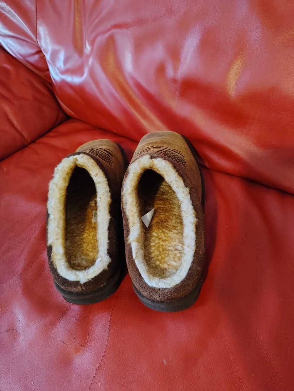 Ariat Brown Suede Shearling-Lined Slip-On Loafers